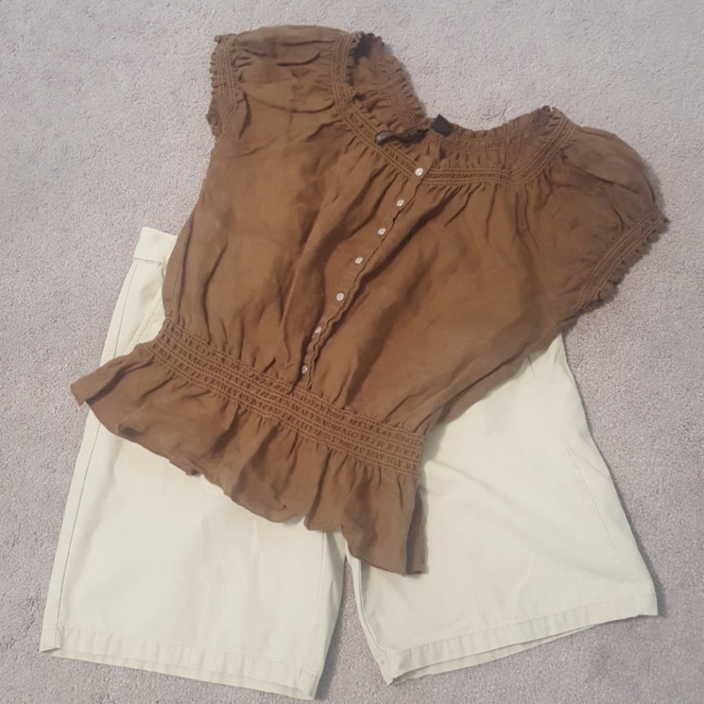 Linen peasant top